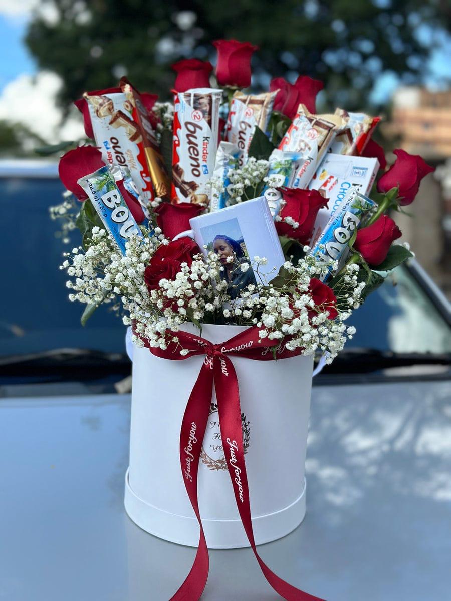 Boxed Roses with Chocolates