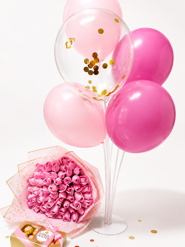 Pink birthday bliss flower hut