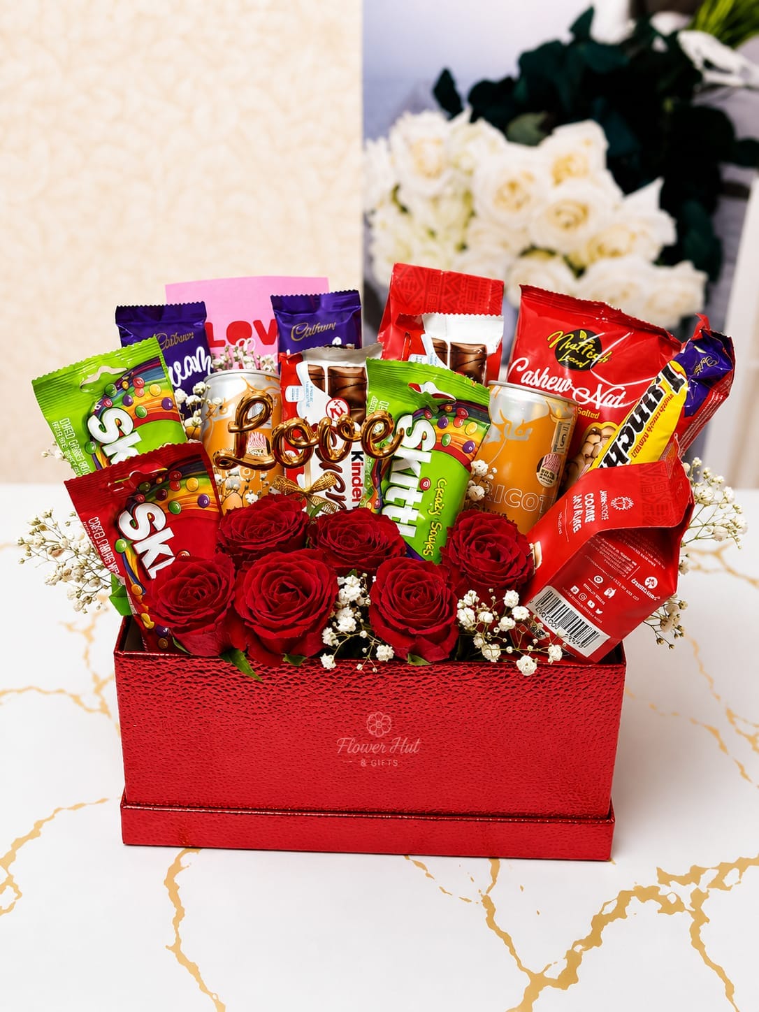 Chocolate Gift Basket filled with chocolates, sweets and snack bars. Perfect for birthdays, Girlfriend's Day and same-day delivery in Nairobi.
