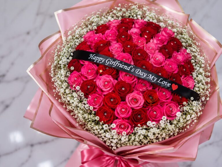 Red and Pink Roses Girlfriend's Day Bouquet