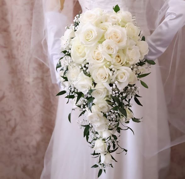Cascading White Rose Bridal Bouquet