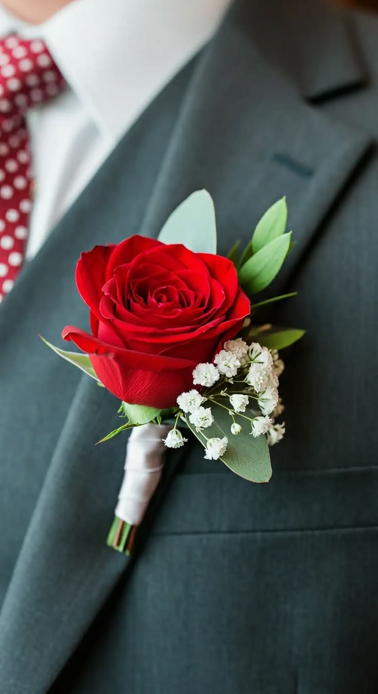 Groom's Red Rose Boutonniere