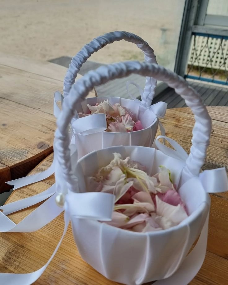 Satin Flower Girl Petal Basket