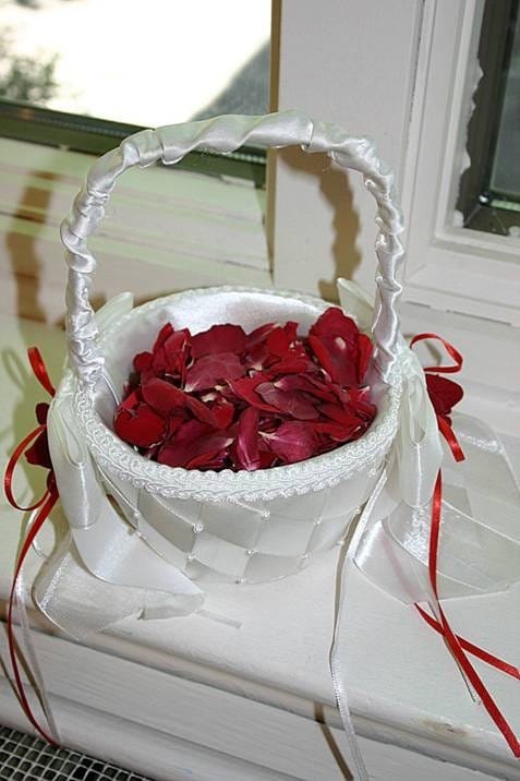 Satin Flower Girl Petal Basket