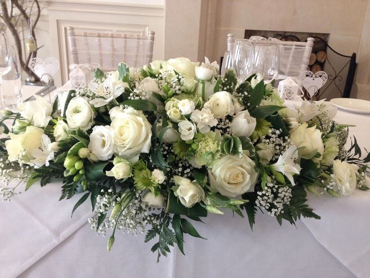 White Rose Long Table Arrangement