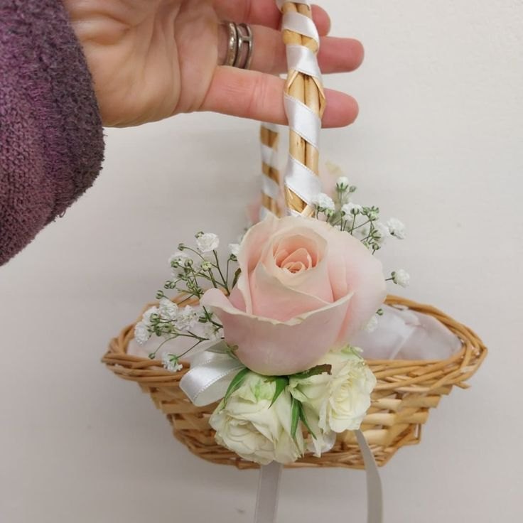 Wicker Rose Flower Girl Basket