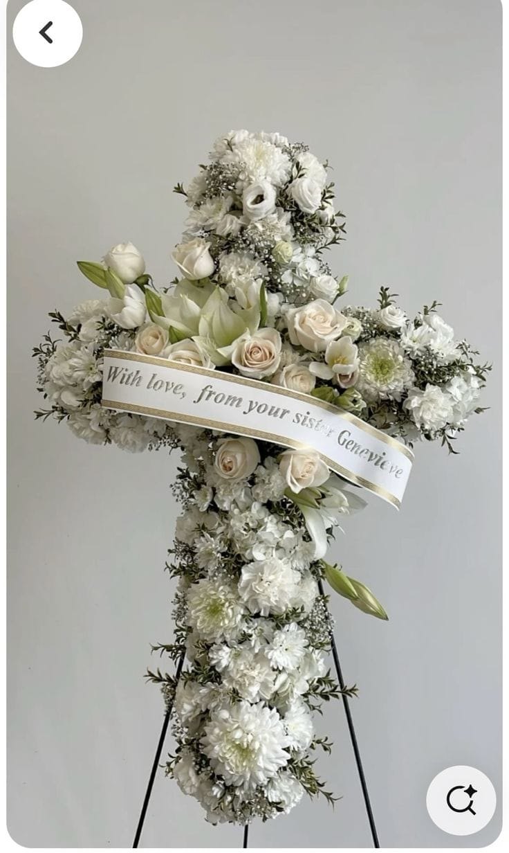 Divine Light – White Standing Cross with Ribbon