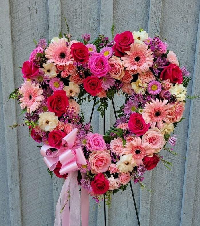 Loving Heart – Pink Rose & Gerbera Standing Heart