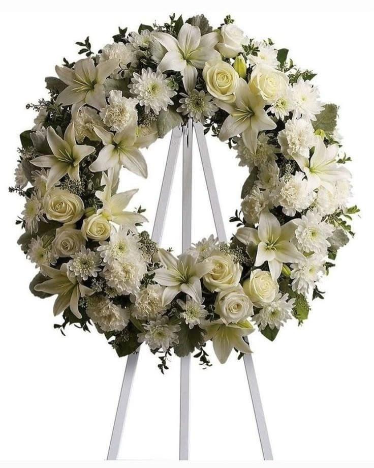 Serenity Wreath – White Lily & Rose Funeral Wreath